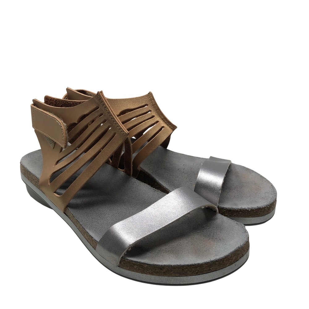Naot Sandals Womens 38 US 7.5 Gold Silver Strappy Leather Comfort Chic Metalic